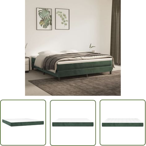The Living Store Matelas de lit à ressorts ensachés Vert foncé 180x200x20 cm - Matelas À Ressorts Ensachés - Matelas Velours - Matelas Vert - Matelas Double - Literie (1/5)