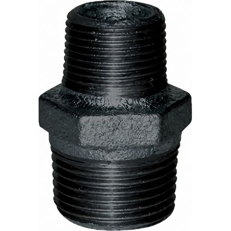 Reduzierter Nippel 40x49 / 26x34, doppeltes Außengewinde schwarz
