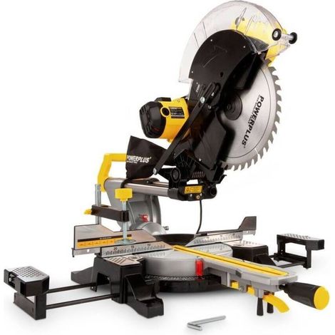 Powerplus Scie à Onglet Électrique de 2000 W POWX075751DB - Circ Télésc Coupes Droites et d'Onglet Ø 305 mm - Laser - 2 Acc (1/4)