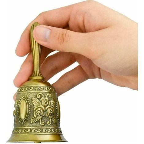 Cloche, Cloche, Cloche de service de restaurant, Cloche de table Cloche classique pour école, Dîner de réception, Service hôtelier, Bronze, 5,5 x 5,5 x 11,3 cm (1/4)