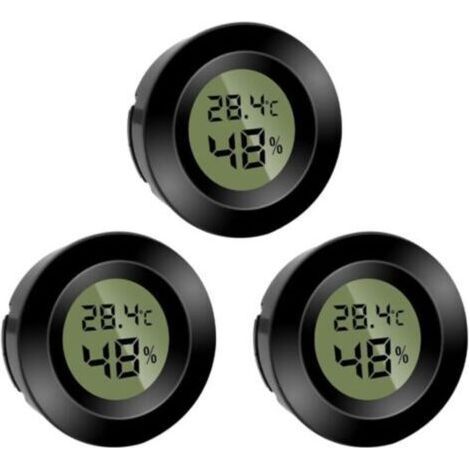 3 Pack Mini Round Digital Thermometer Hygrometer - Temperature Fahrenheit (℉) or Celsius (℃) - for Indoor, Office, Living Room (Batteries Included) (1/5)