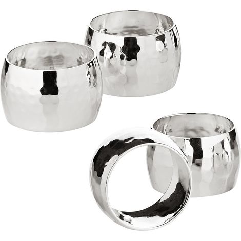 Lot de 4 Ronds de Serviette Argentés Brillants pour Décoration de Table de Fête Ø 4 cm - PANGIVO (1/5)
