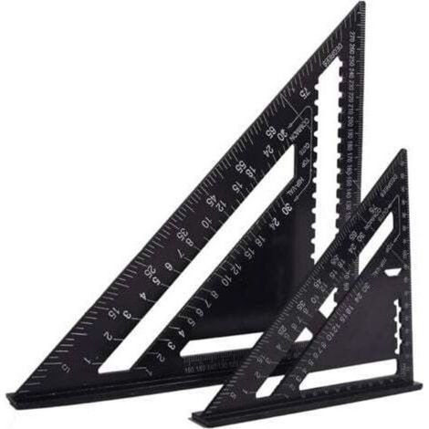 Equerre Menuisier Multifonctions 18cm et 30cm, Triangle Métal Aluminium Règle Équerre Trusquin Guide Raporteur Angle 45 90 Degres/Outillage Charpentier/Outil Traçage Guidage Menuiserie (1/4)