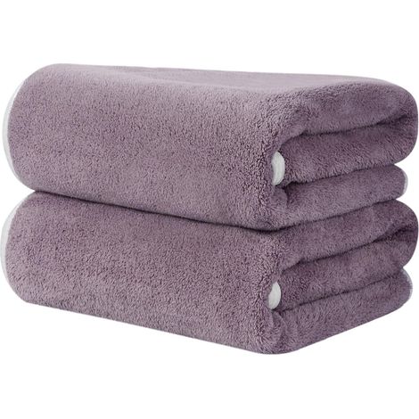 Serviette Microfibre Cheveux Grande 50x100 cm Violet Lot de 2 (1/5)