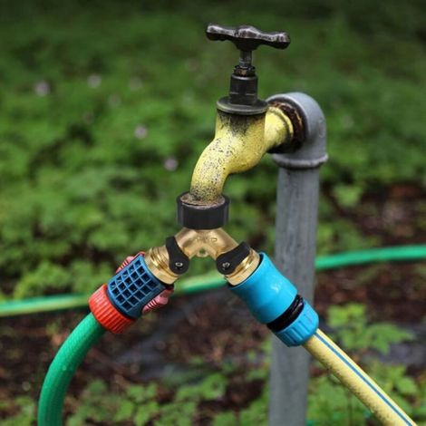 Robinet Double - Distributeur En Y À 2 Voies - Pour Lave-Linge Et Autres Appareils - 1 Pièce (1/4)
