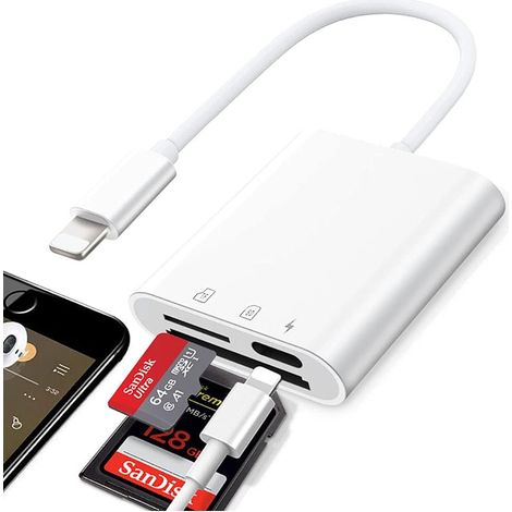 Lecteur carte SD 3 en 1 pour iPhone/iPad, micro SD/SD, plug and play, caméra chasse (1/4)