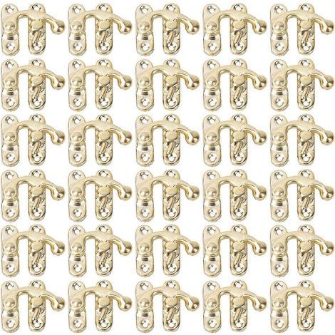 Lot de 30 fermoirs à cliquet rétro en fer pour boîtes à bijoux et cadeaux, 3,2 x 2,8 cm, jaune, à droite. (1/5)