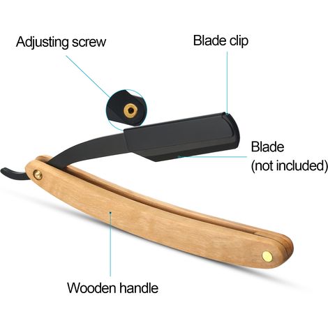 1 PC Rasoir manuel traditionnel professionnel à bord droit en acier inoxydable rasoir de barbier tranchant couteau de rasage pliant rasage barbe pour hommes outils à usage domestique (sans lame) (1/5)