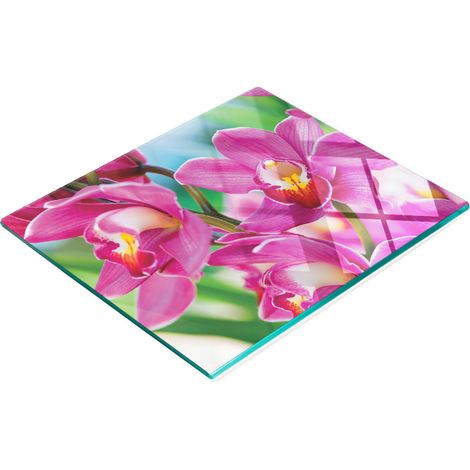Vassoio da cucina in vetro con grafica di orchidee rosa, 60x52 cm (1/5)