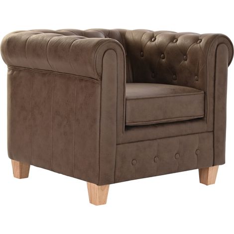 DKD Home Decor Poltrona Vintage Marron foncé 80x80x70 cm (1/5)