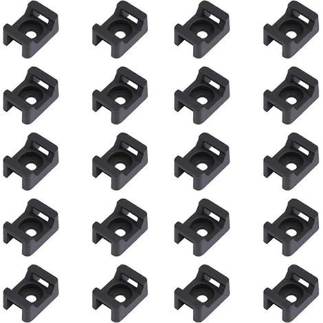 100 supports de fixation noirs pour serre-câbles, type selle, avec base de câble. (1/3)