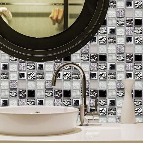 Stickers Carrelage - Retro Mosaik - Auto-adhésif Imperméable Amovible - Pour Salle De Bain Cuisine - 10 Pièces 15x15 Cm (1/4)