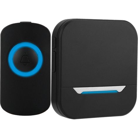 Sonnette de porte intelligente sans fil avec télécommande et LED, étanche IP55, 110-240 V (noir UE)