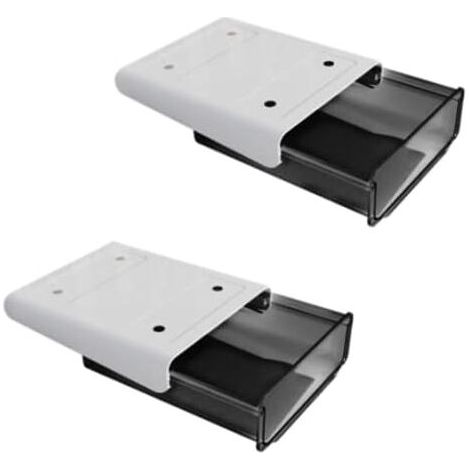 Set di 2 scatole portaoggetti nascoste con cassetto, 20 x 17 x 7,2 cm – Grande capacità – Autoadesive – Adatte per scrivanie (1/4)