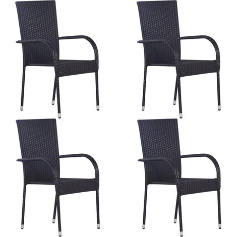 Maison Exclusive - 5-tlg. Garten-Essgruppe Schwarz