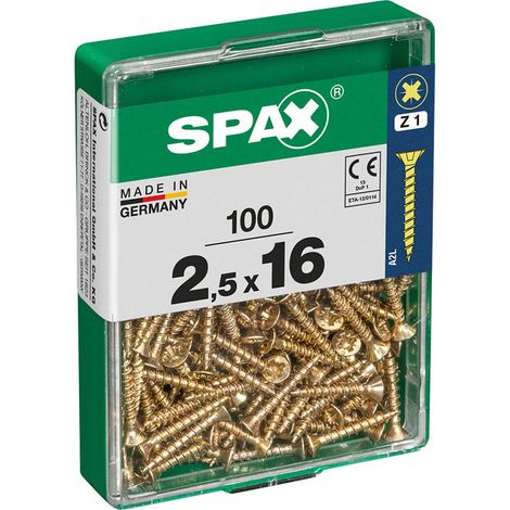 Boîte 100 Unités. Vis A Bois Spax Cab. Plat Yellox 2.5x16mm Spax (1/2)