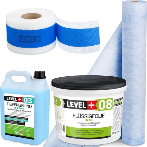 LEVEL+ Dichtset für Duschabdichtung Bad Dichtband Flüssigfolie 12kg SET310 (1/5)