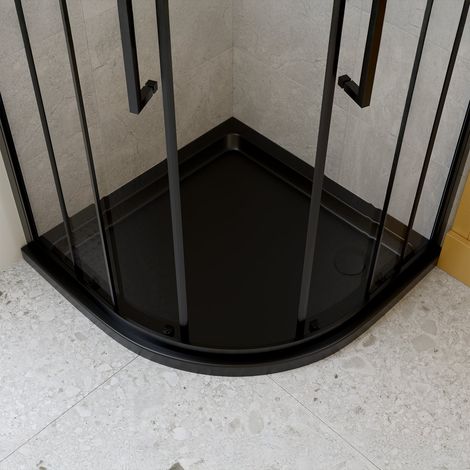 Signature Dusk Low Profile Matt Black Quadrant Shower Tray 800mm x 800mm (inc Waste)