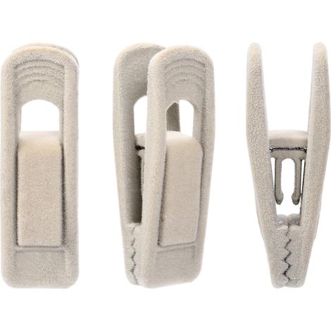 Lot de 20 pinces à cintres en velours, couleur ivoire, pour pantalons. Pinces robustes et floquées, idéales pour les cintres en velours fins. (1/5)