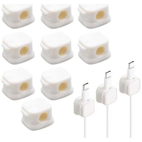 BUNTHAUS PA Lot de 9 clips pour câbles, clips magnétiques, attaches de câbles, clips adhésifs, pinces, attaches pour câbles, pinces à câbles, attaches adhésives, adaptés aux câbles de charge, câbles H (1/4)