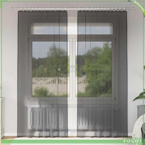 Rideaux en voile - FAFEISY - 4102169 - Noir - Passe-tringles - Lot 2 pièces semi-transparents (1/5)