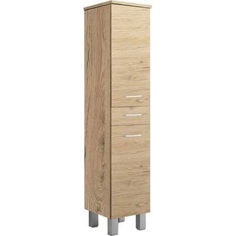 Colonna Bagno da 192 x 34 x 34 cm - A Terra - Colore Quercia Naturale 2 Ante + 1 Cassetto (1/2)