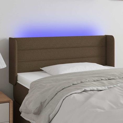vidaXL Tête de lit à LED Marron foncé 103x16x78/88 cm Tissu (1/5)