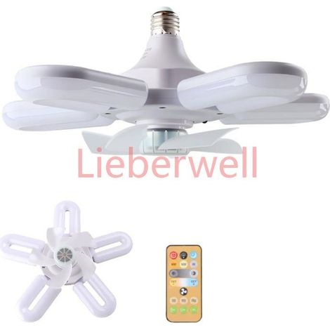 E27 LED LIEBERWELL Ceiling Fan Light Bulb, 30W Ceiling Fan with Light and Remote, 3 Speeds, 3 Color Temperatures, Foldable, Quiet DC Motor, White (1/5)