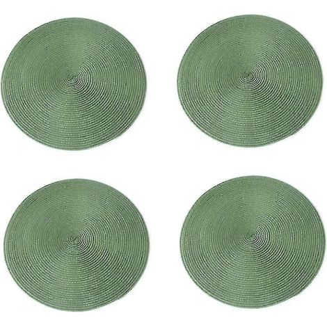 Nappes rondes tressées, antidérapantes et lavables (vertes) (4 pièces) (1/5)