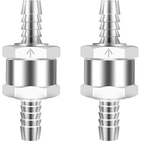 Lot de 2 clapets anti-retour de 8 mm en alliage d'aluminium, clapet anti-retour unidirectionnel adapté aux carburateurs essence et diesel, système de carburant basse pression (1/4)