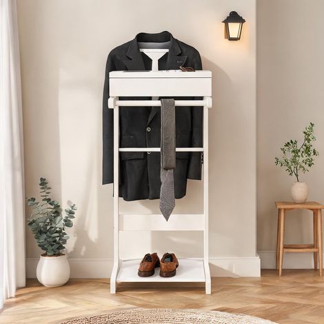 Portant vêtements blanc avec rangement et tiroir en MDF (1/5)