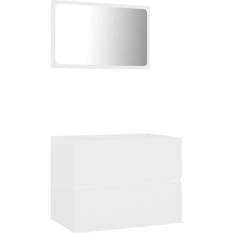 Set Mobili da Bagno 2 pz  Armadi da Bagno Bianco in Legno Multistrato (1/5)