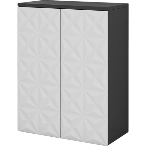 Mobiletto bagno Edge, Nero, 60 x 79.5 cm con 2 ante e 3 scomparti, Vicco