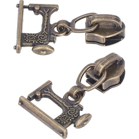 Lot de 10 tirettes de fermeture éclair en métal pour machines à coudre, vestes, sacs faits main et bagages, couleur bronze.