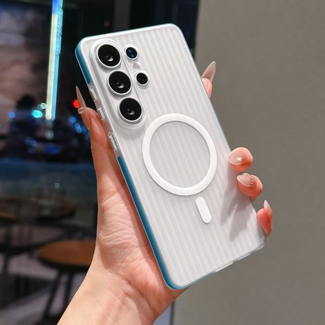 (Samsung S26 bleu) Coque souple transparente givrée ondulée antidérapante (1/5)
