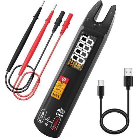 Multimètre numérique intelligent à mâchoires ouvertes, testeur d'ampèremètre CC/CA, rechargeable avec lampe torche, mesure le courant, la résistance et la continuité, fonction V-Alert de contrôle de t (1/5)