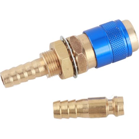 Adaptateur raccord rapide laiton 8 mm pour flexible de chalumeau, kit connecteur pour pistolet de soudage MIG TIG, bleu (1/5)