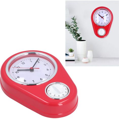 [Küchenuhr mit Wandfunktion] Multifunktional, 23 cm, innovatives Design, präzise Zeitmessung, geräuschloser Betrieb, für die Küche, Rot