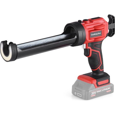 Pistolet à mastic sans fil 20 V,Kit d'outils Pistolet extrudeur, 4 vitesses réglables et éclairage LED pour le remplissage et l'étanchéité (batterie non incluse) - Rouge (1/5)