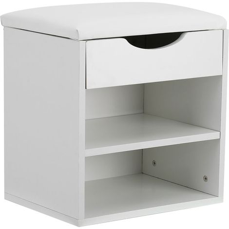 Banquette d'entrée en bois avec rangement pour chaussures, assise rembourrée, meuble organisateur de chaussures pour couloir