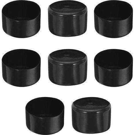 Lot de 8 embouts en caoutchouc, 70 mm, capuchons de protection en caoutchouc flexibles en PVC pour tubes, clôtures, poteaux de tuyau, meubles, balustrades (BK) (1/4)