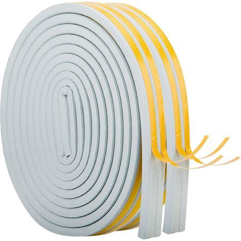 20 m,66 ft Ruban d'étanchéité pour porte, porte, fenêtre, caoutchouc, bande d'isolation acoustique, bande d'étanchéité Weatherstrip autocollant (9 mmx6 mm/20 m, gris) (1/3)