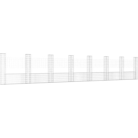 Gabionenkorb U-Form mit 8 Säulen Eisen 860x20x150 cm vidaXL