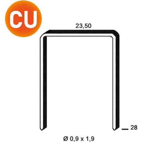 10 000 Agrafes Cuivrées Jk590-28 - 23.5x28x0.9x1.9 mm - D-Work