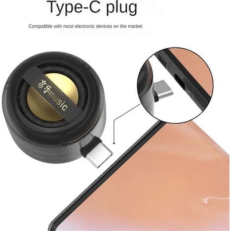 Mini-enceinte portable universelle USB-C, amplificateur de son pour téléphone portable, sortie filaire externe, pour une utilisation domestique. (1/5)