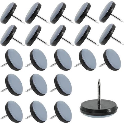 Deslizadores para muebles con fijación mediante clavos, 30 piezas, 19 mm, Longitud del clavo: 18 mm, suelos de madera y diversos tipos de muebles (1/5)