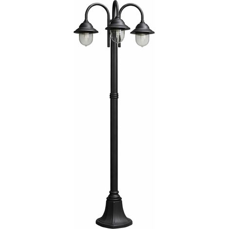 Lampione classico da giardino a 3 luci E27 in alluminio lanterna Retro da esterno IP54 Nero per vialetti parchi e ingressi eleganti