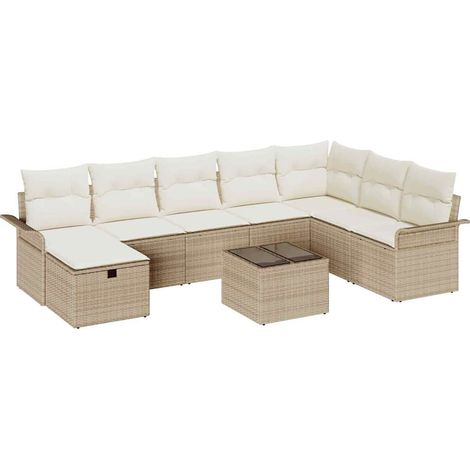 Maison Exclusive - Conjunto de sofá de jardín 9 uds. Poliratán (1/5)