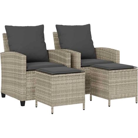 Maison Exclusive - 4-tlg. Garten-Sofagarnitur mit Kissen Hellgrau
