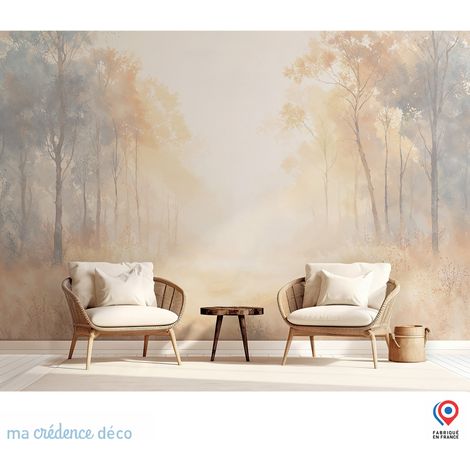 Papier peint : Prairie, arbres et lumière, Aquarelle - Intissé - 200 cm - 280 cm (1/5)